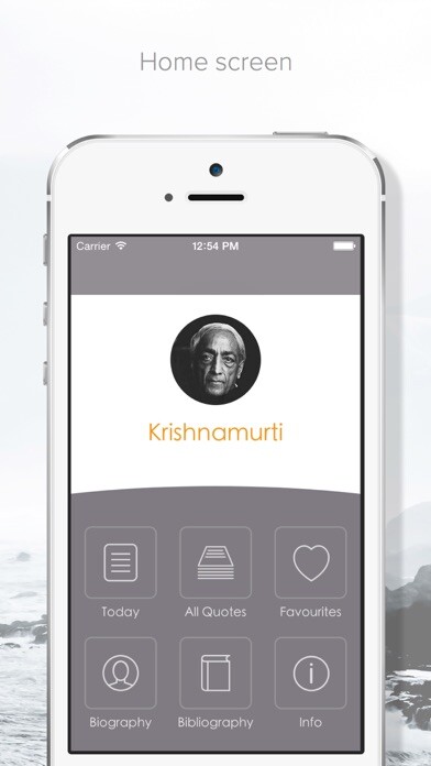Emulate iPhone app Krishnamurti - 228 wisdom quotes about philosophy and meditation using MyAndroid