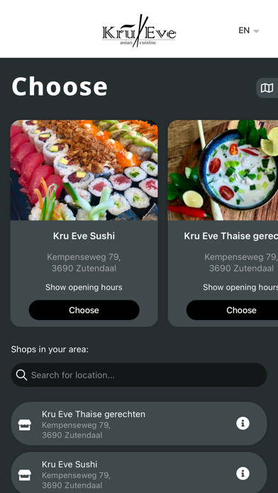 Emulate iPhone app Kru Eve Asian Cuisine using MyAndroid