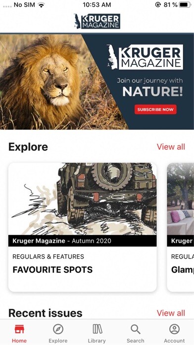 Emulate iPhone app Kruger Magazine using MyAndroid