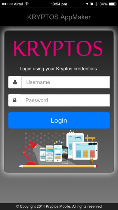 Emulate iPhone app Kryptos AppMaker using MyAndroid