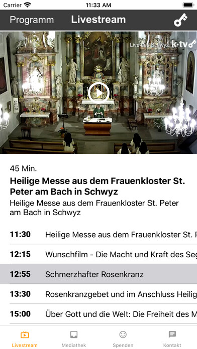Emulate iPhone app K-TV Katholisches Fernsehen using MyAndroid