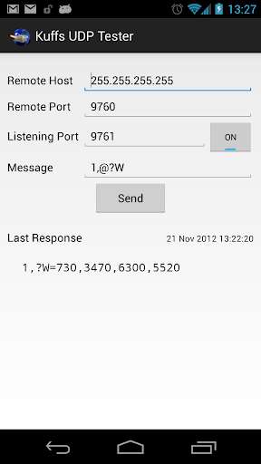 Run android online APK Kuffs UDP Tester from MyAndroid or emulate Kuffs UDP Tester using MyAndroid Run android online APK Kuffs UDP Tester from MyAndroid or emulate Kuffs UDP Tester using MyAndroid
