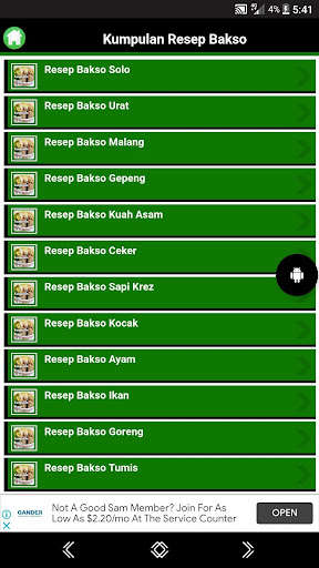 Run android online APK Kumpulan Resep Bakso Terbaru from MyAndroid or emulate Kumpulan Resep Bakso Terbaru using MyAndroid