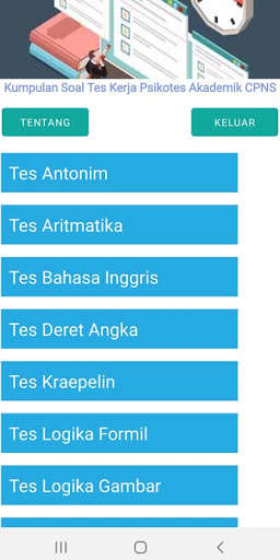 Run android online APK Kumpulan Soal Tes Kerja Psikotes Akademik CPNS from MyAndroid or emulate Kumpulan Soal Tes Kerja Psikotes Akademik CPNS using MyAndroid Run android online APK Kumpulan Soal Tes Kerja Psikotes Akademik CPNS from MyAndroid or emulate Kumpulan Soal Tes Kerja Psikotes Akademik CPNS using MyAndroid