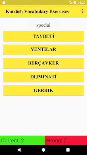 Run android online APK Kurdish Vocabulary Exercise from MyAndroid or emulate Kurdish Vocabulary Exercise using MyAndroid
