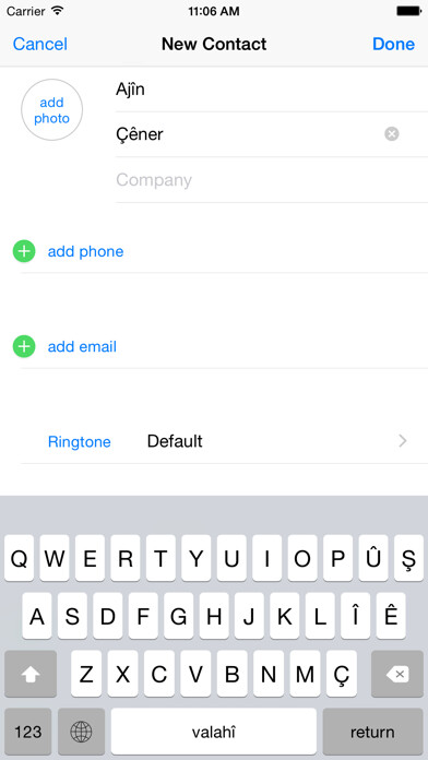 Emulate iPhone app Kurmanji Keyboard using MyAndroid