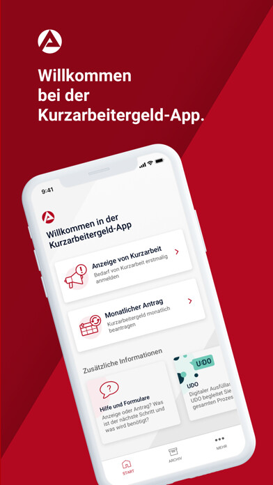 Emulate iPhone app Kurzarbeit: Dokumente senden using MyAndroid