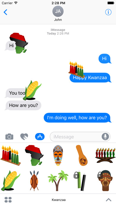 Emulate iPhone app Kwanzaa Sticker Set using MyAndroid