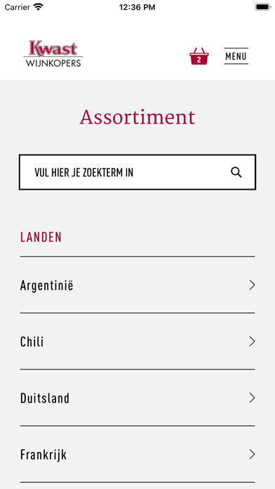 Emulate iPhone app Kwast Wijnen using MyAndroid