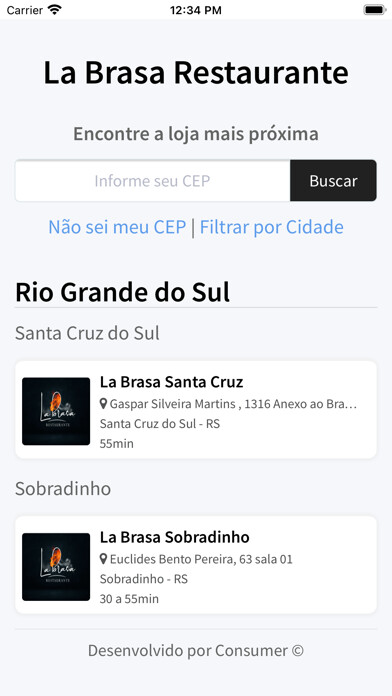 Emulate iPhone app La Brasa Restaurante using MyAndroid