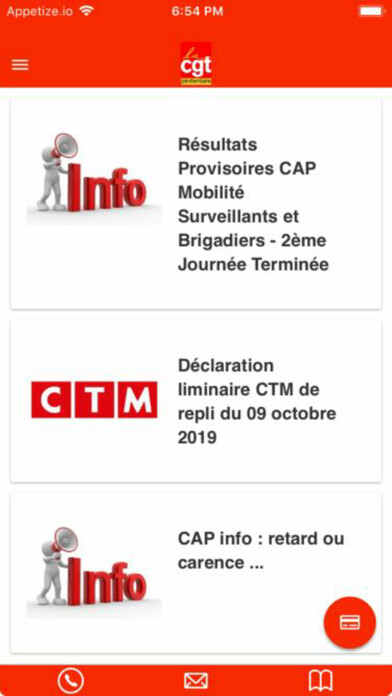 Emulate iPhone app La CGT Pénitentiaire using MyAndroid