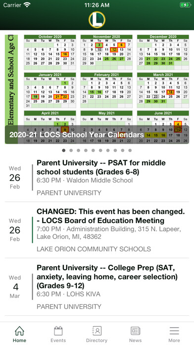 Emulate iPhone app Lake Orion Community Schools using MyAndroid