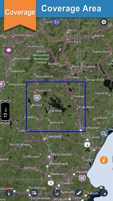 Emulate iPhone app Lake Winnipesaukee offline chart for boaters using MyAndroid