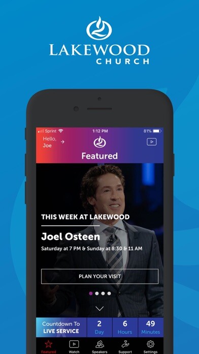 Emulate iPhone app Lakewood Church using MyAndroid