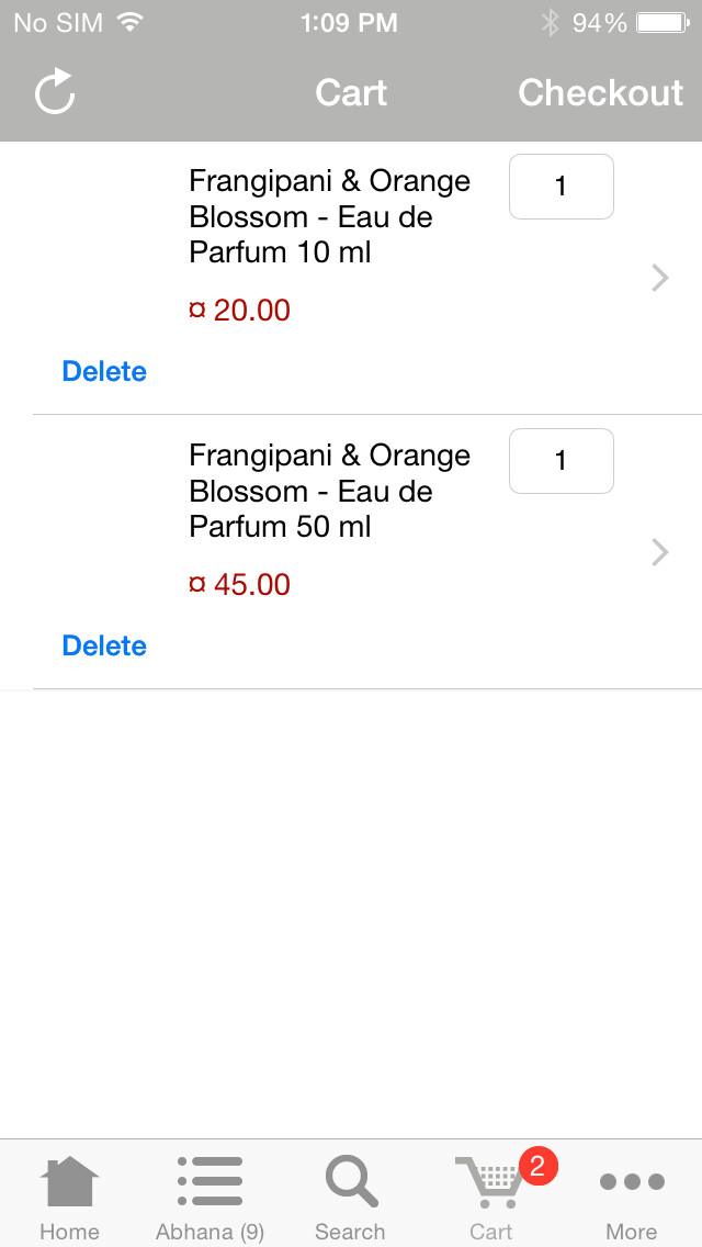 Emulate iPhone app La Maison de Parfum using MyAndroid