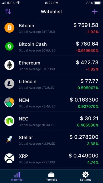 Emulate iPhone app Lambo Crypto Portfolio Tracker using MyAndroid