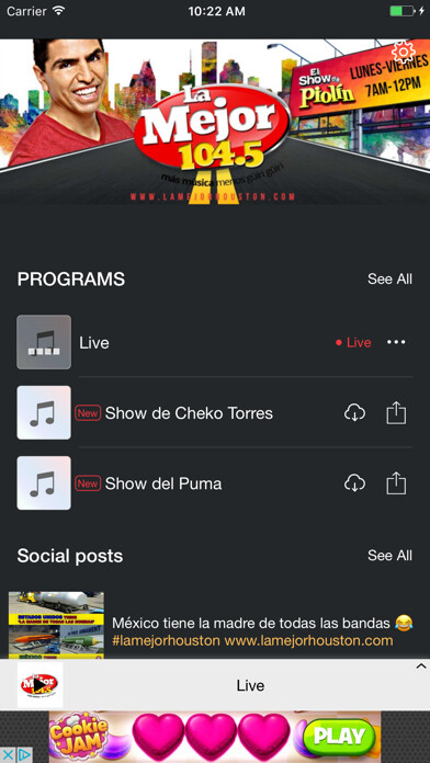 Emulate iPhone app LA MEJOR 104.5FM using MyAndroid Emulate iPhone app LA MEJOR 104.5FM using MyAndroid
