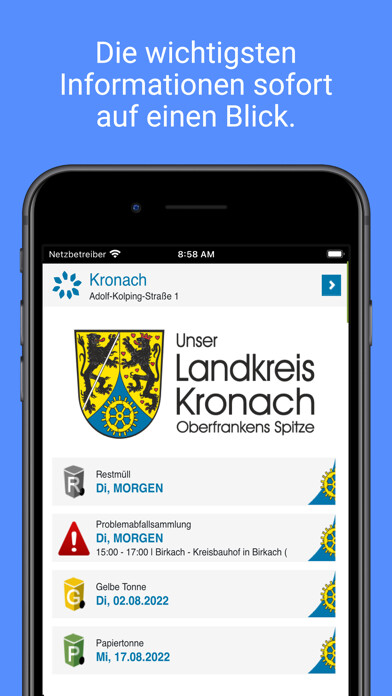 Emulate iPhone app Landkreis Kronach Abfall-App using MyAndroid Emulate iPhone app Landkreis Kronach Abfall-App using MyAndroid