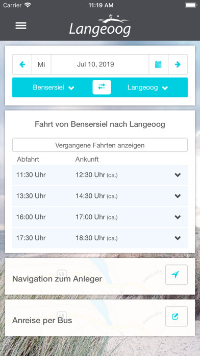 Emulate iPhone app Langeoog - die offizielle App using MyAndroid