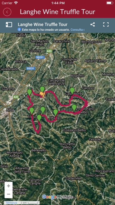 Emulate iPhone app Langhe Wine Truffle Tour using MyAndroid