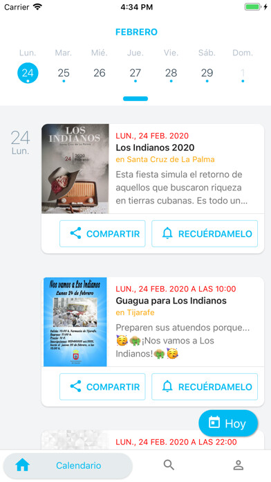 Emulate iPhone app La Palma Eventos using MyAndroid