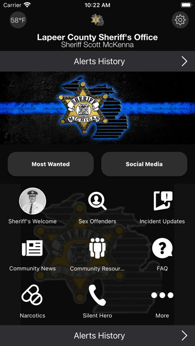 Emulate iPhone app Lapeer County Sheriff using MyAndroid