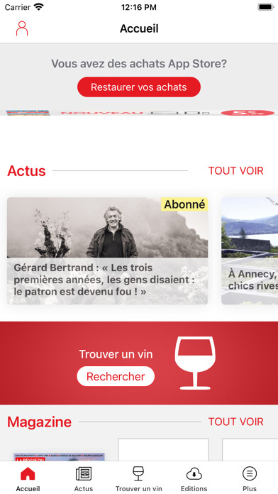 Emulate iPhone app La revue du vin de France using MyAndroid