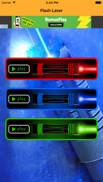 Emulate iPhone app Laser 100 Beam Funny Joke using MyAndroid