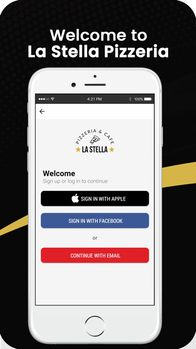 Emulate iPhone app La Stella Pizzeria using MyAndroid