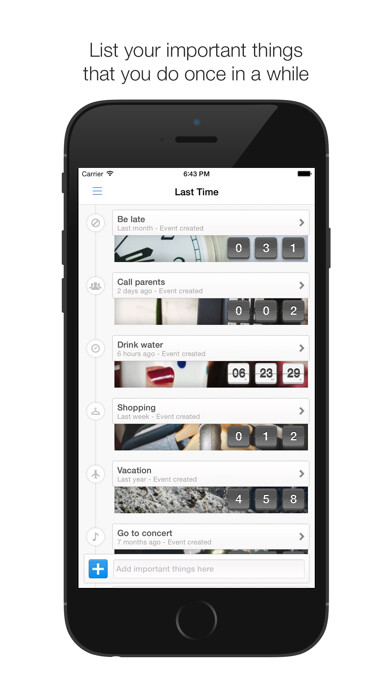 Emulate iPhone app Last Time Tracker using MyAndroid