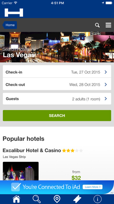 Emulate iPhone app Las Vegas Hotels + Compare and Booking Hotel for Tonight with map and travel tour using MyAndroid