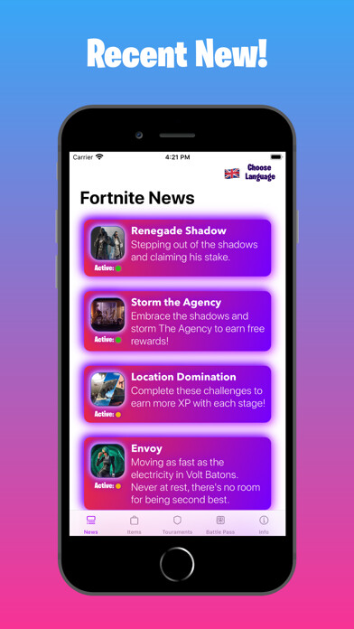 Emulate iPhone app Latest Info for Fortnite using MyAndroid