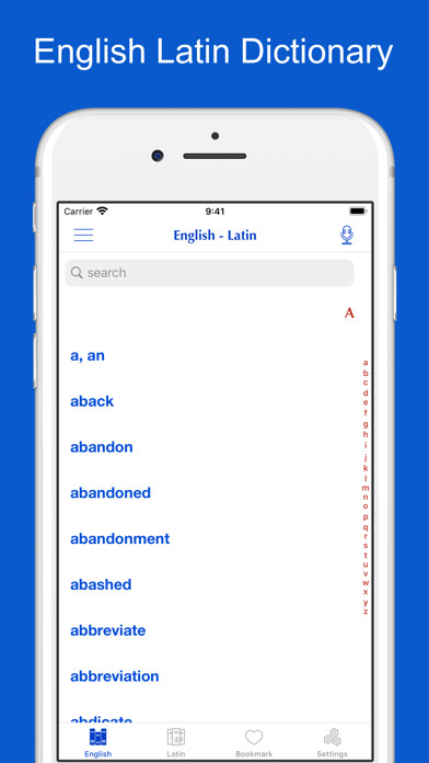 Emulate iPhone app Latin-English-Latin Dictionary using MyAndroid