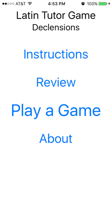 Emulate iPhone app Latin Tutor Game Declensions using MyAndroid