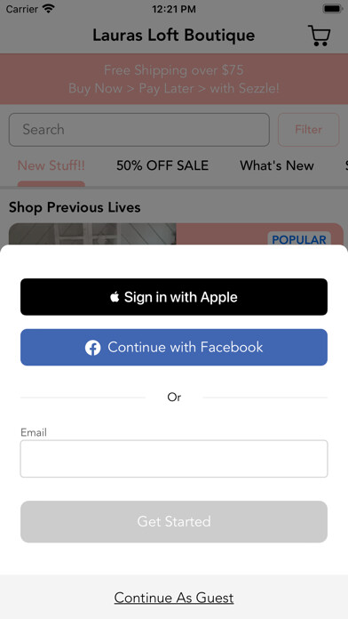 Emulate iPhone app Lauras Loft Boutique using MyAndroid