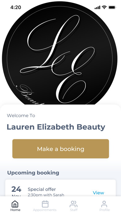 Emulate iPhone app Lauren Elizabeth Beauty using MyAndroid