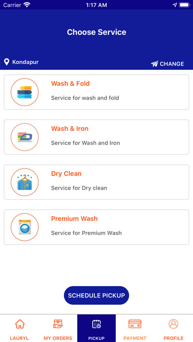 Emulate iPhone app Lauryl - The Laundry App using MyAndroid