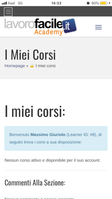 Emulate iPhone app Lavoro Facile Academy using MyAndroid
