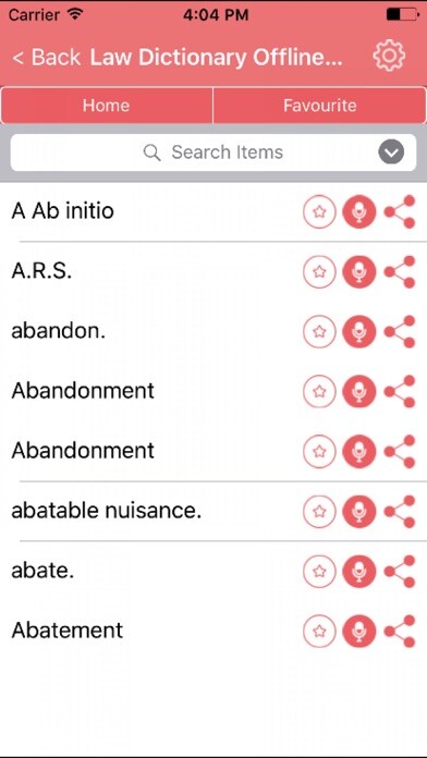 Emulate iPhone app Law Dictionary Terms Concepts using MyAndroid