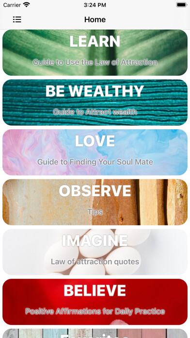 Emulate iPhone app Law of Attraction Quotes using MyAndroid