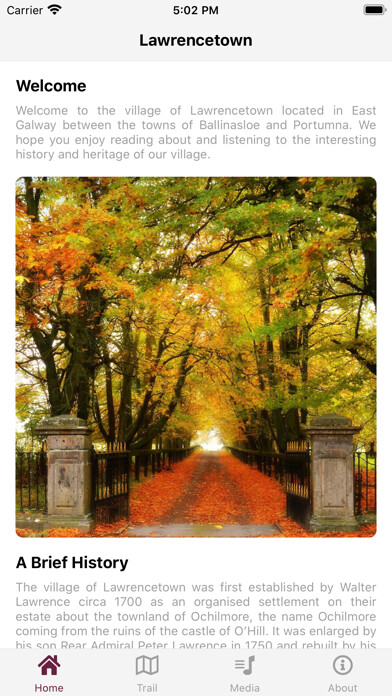 Emulate iPhone app Lawrencetown Heritage Trail using MyAndroid