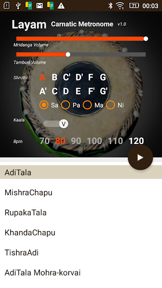 Run android online APK Layam - Carnatic Metronome from MyAndroid or emulate Layam - Carnatic Metronome using MyAndroid