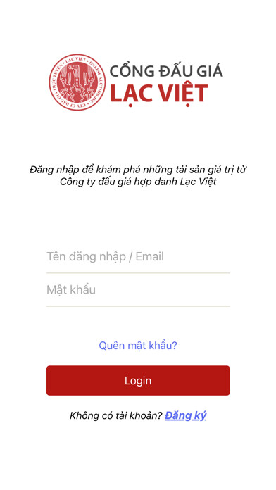 Emulate iPhone app Lạc Việt Auction using MyAndroid
