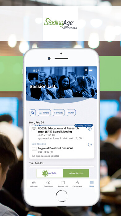 Emulate iPhone app LeadingAge Minnesota Events using MyAndroid