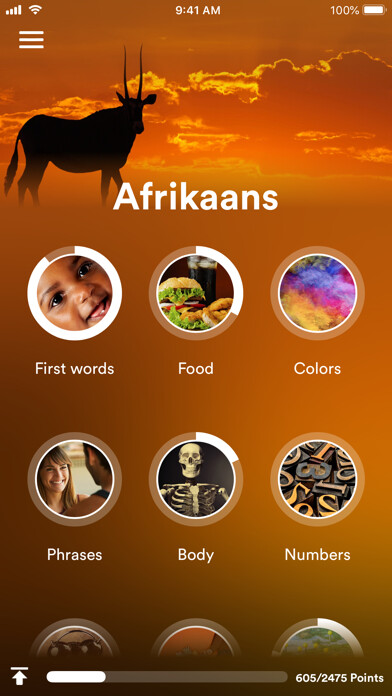 Emulate iPhone app Learn Afrikaans - EuroTalk using MyAndroid