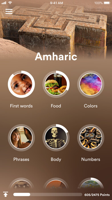 Emulate iPhone app Learn Amharic - EuroTalk using MyAndroid