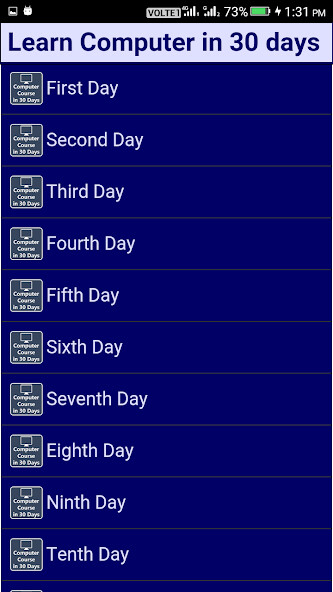 Run android online APK Learn Computer Course 30 Days from MyAndroid or emulate Learn Computer Course 30 Days using MyAndroid