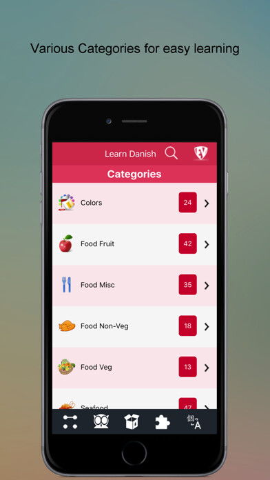 Emulate iPhone app Learn Danish SMART Guide using MyAndroid