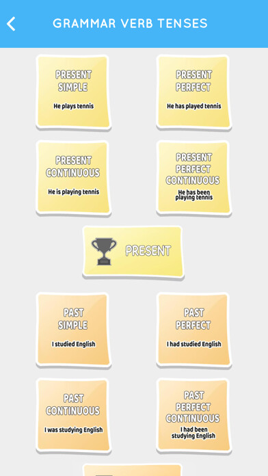 Emulate iPhone app Learn English Grammar Easily using MyAndroid