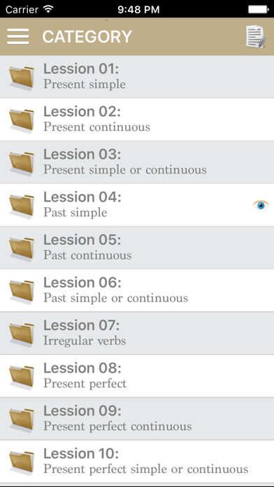 Emulate iPhone app Learn English Grammar - From Basic to Advance using MyAndroid